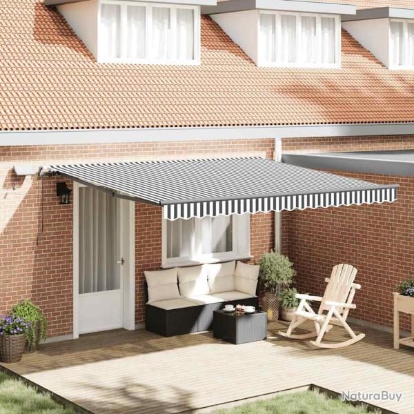 Auvent manuel r�tractable avec LED anthracite blanc 400x300 cm