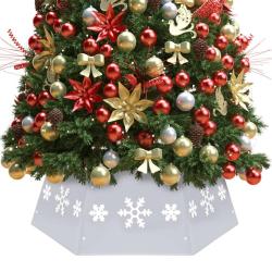 Jupe de sapin de No&euml;l Argent&eacute; et blanc &Oslash;68x25 cm