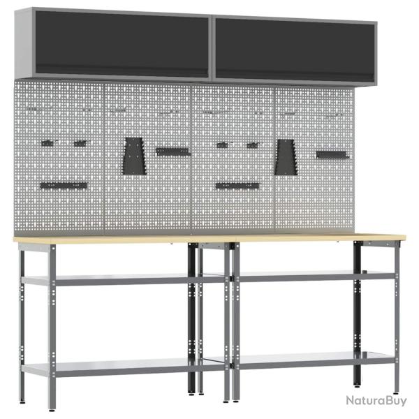 Ensemble d'�tabli 8 pcs Noir et gris Acier enduit de poudre