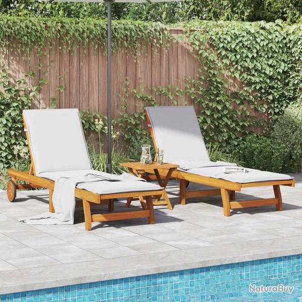 Chaises longues lot de 2 Bois d'acacia solide