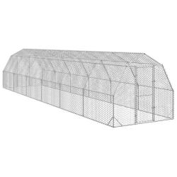 Poulailler 2,5x12x2,25 m acier galvanis&eacute;