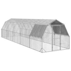 Poulailler avec toit 2,5x10x2,25 m acier galvanis&eacute;