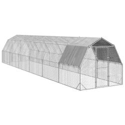 Poulailler avec toit 2,5x12x2,25 m acier galvanis&eacute;