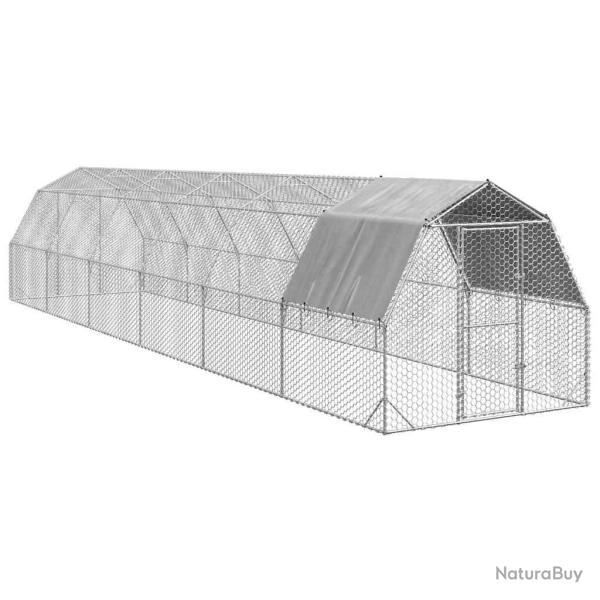 Poulailler avec toit 2,5x12x2,25 m acier galvanis�