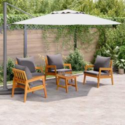 Ensemble bistrot avec coussin 5 pcs Marron Bois d'Acacia Massif