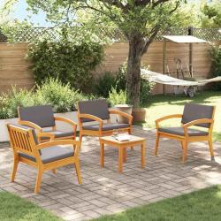 Ensemble bistrot avec coussin 5 pcs Marron Polyester