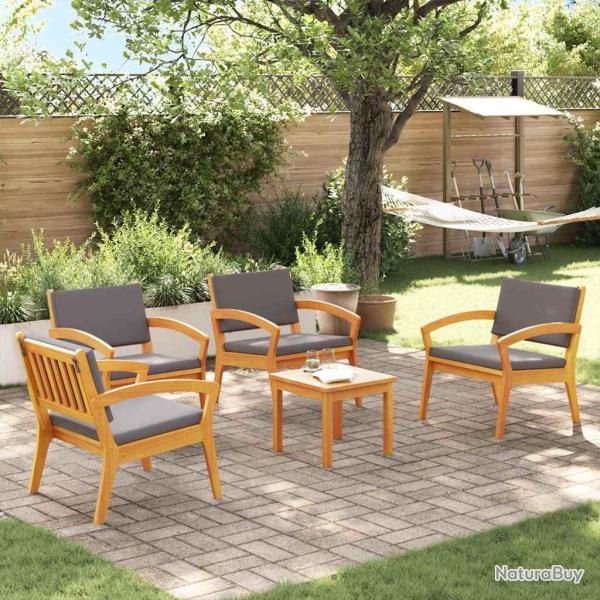 Ensemble bistrot avec coussin 5 pcs Marron Polyester
