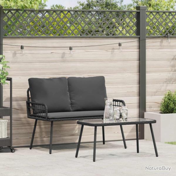 Ensemble de salle � manger pour 2 pcs Noir polyrotin