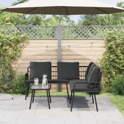 Ensemble de canap&eacute; de avec coussin 2 pcs Noir polyrotin