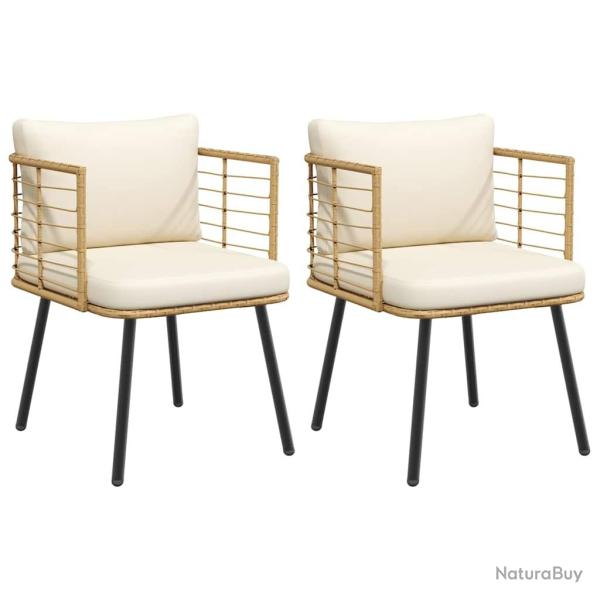 Chaises de lot de 2 avec coussins naturel r�sine tress�e