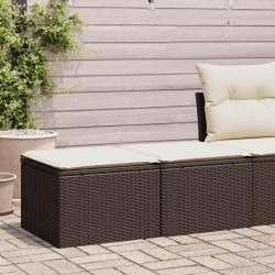 Salon de avec coussins 2pcs marron r&eacute;sine tress&eacute;e acacia