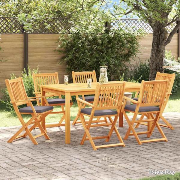 Chaise pliante 6 pcs Gris 49 x 57.5 x 92cm Bois d'acacia massif