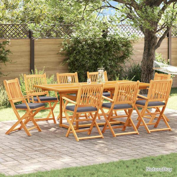 Chaise pliante 8 pcs Gris 49 x 57.5 x 92cm Bois d'acacia massif