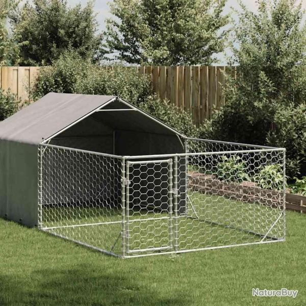 Niche d'ext�rieur pour chien enclos 5x2x1,5 m acier galvanis�