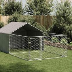 Niche d'ext&eacute;rieur pour chien enclos 7x2x1,5 m acier galvanis&eacute;