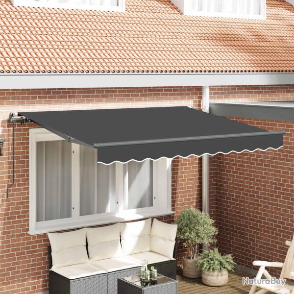 Auvent manuel en polyester 100 %, anthracite, pour la terrasse, 2,5 � 2 m