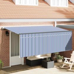 Auvent R&eacute;tractable Ray&eacute; Bleu 350 x 200 cm tissu