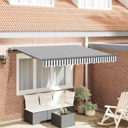 Auvent &eacute;lectrique &agrave; rayures anthracite et blanches pour la terrasse, 3,5 &times; 2 m