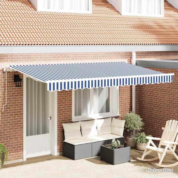 Auvent �lectrique 100 % polyester, � rayures bleues et blanches, pour la terrasse, 4 � 2 m