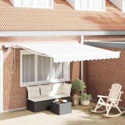 Auvent r&eacute;tractable Blanc 300 x 250 cm Tissu et Aluminium