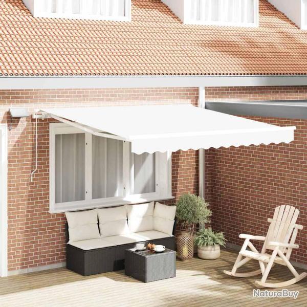 Auvent r�tractable Blanc 300 x 250 cm Tissu et Aluminium