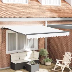 Auvent r&eacute;tractable Blanc 300 x 250 cm Polyester et Aluminium