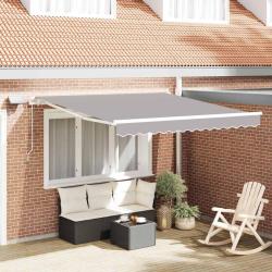 Auvent r&eacute;tractable Gris clair 300 x 250 cm Tissu et Aluminium