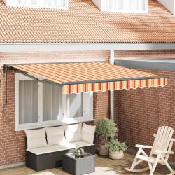 Auvent &eacute;lectrique &agrave; rayures jaunes et orange, pour la terrasse, 3,5 &times; 2,5 m