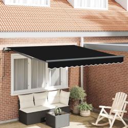 Auvent r&eacute;tractable Noir 350 x 250 cm Polyester et Aluminium