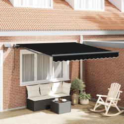 Auvent r&eacute;tractable Noir 350 x 250 cm Tissu et Aluminium