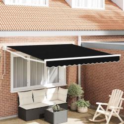 Auvent manuel en polyester 100 %, noir, pour la terrasse, 3,5 &times; 2,5 m
