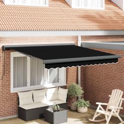 Auvent r&eacute;tractable Noir 350 x 250 cm Toile et Aluminium