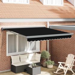 Auvent r&eacute;tractable Noir 350 x 250 x 165 cm Tissu et M&eacute;tal