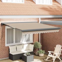Auvent r&eacute;tractable Beige 350 x 250 cm Tissu et M&eacute;tal