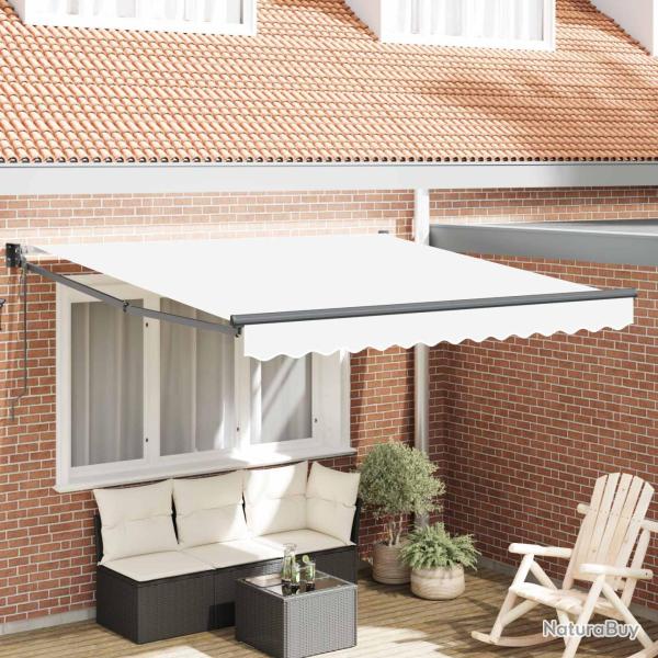 Auvent Blanc 350 x 250 cm Polyester et m�tal