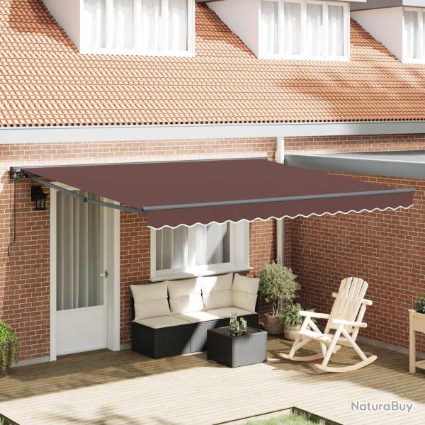 Cadre d'auvent Marron 400 � 300 cm Polyester avec rev�tement PU