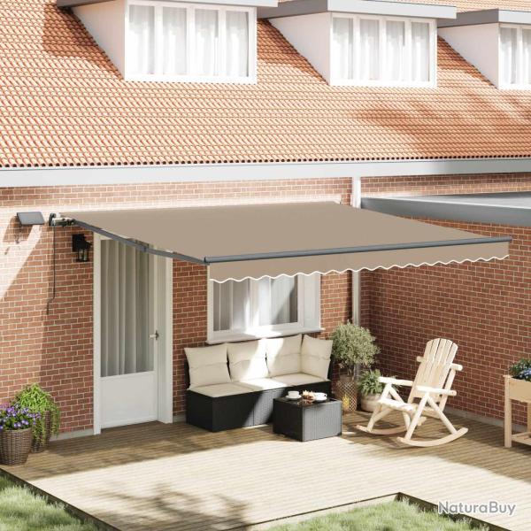 Auvent r�tractable Beige 400 � 300 cm Tissu et Aluminium