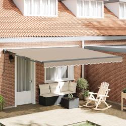 Cadre d'auvent Beige 400 &times; 300 cm Polyester avec rev&ecirc;tement PU
