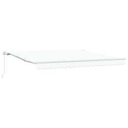Auvent r&eacute;tractable en polyester et aluminium, blanc, pour la terrasse, 400 &times; 300 cm