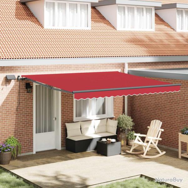 Auvent r�tractable Rouge 400 � 300 cm Tissu et Aluminium