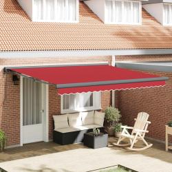Auvent r&eacute;tractable Rouge 400 x 300 x 165 cm Tissu et M&eacute;tal