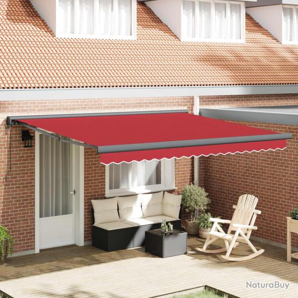 Auvent r�tractable Rouge 400 x 300 x 165 cm Tissu et M�tal