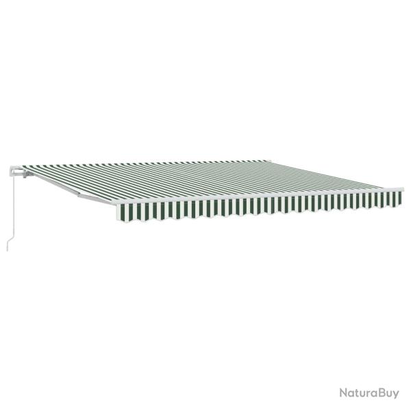 Auvent r�tractable vert et blanc pour la terrasse, 400 � 300 cm