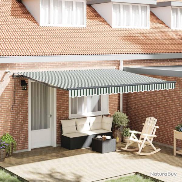 Auvent r�tractable Vert et blanc 400 � 300 cm Polyester
