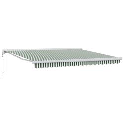 Auvent r&eacute;tractable Vert et blanc 400 &times; 300 cm Tissu et M&eacute;tal