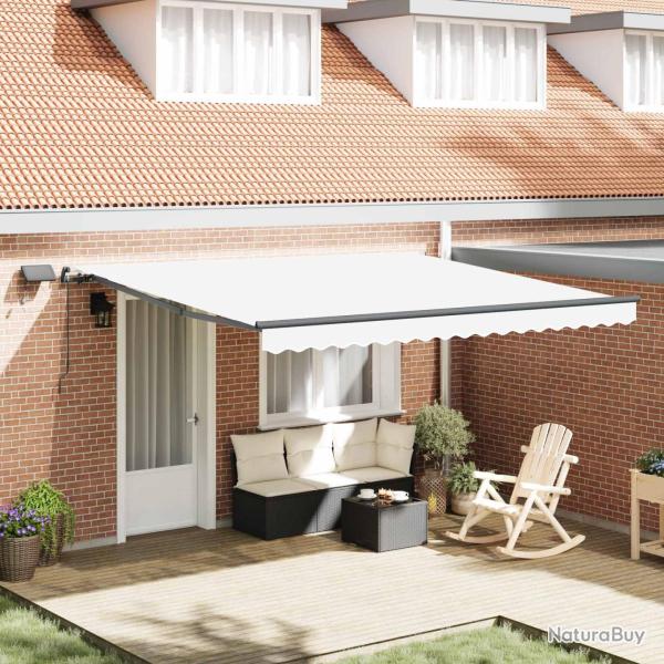 Auvent r�tractable Blanc 400 � 350 cm Tissu et Aluminium