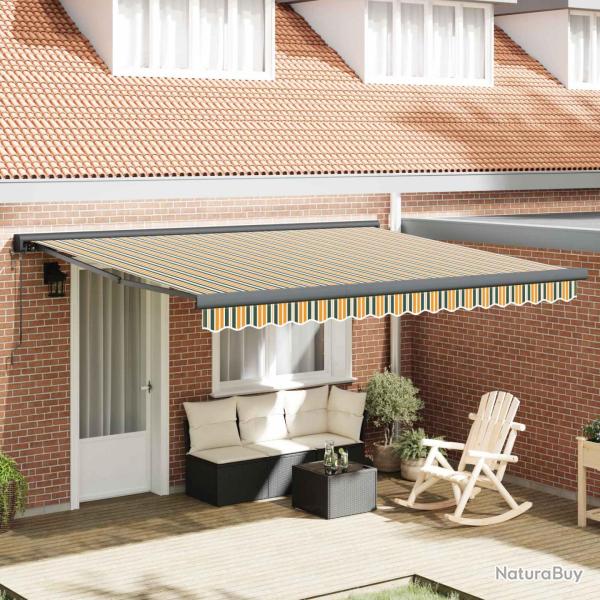 Auvent R�tractable Vert et blanc 400 �350 cm tissu