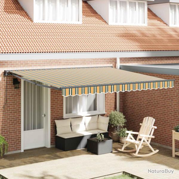 Auvent r�tractable Vert et blanc 400 � 350 cm Polyester