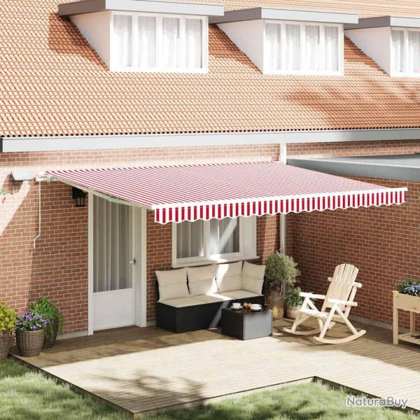 Auvent R�tractable Rouge et Blanc 450 � 300 cm Tissu et acier
