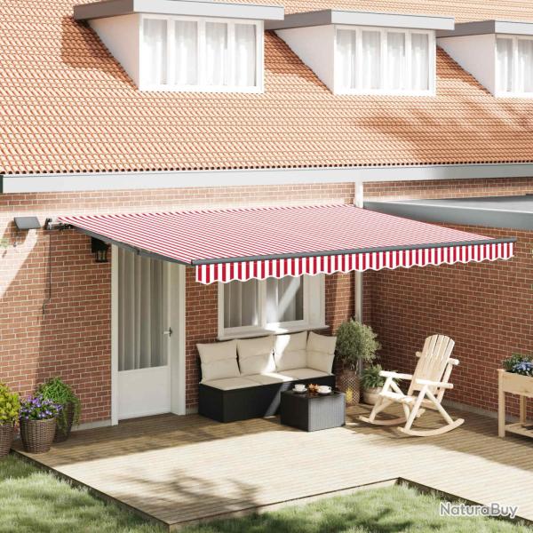 Auvent R�tractable Rouge et blanc 450 �300 cm tissu